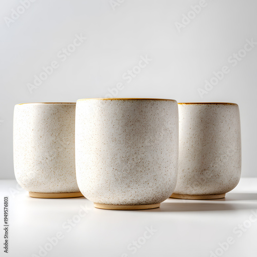 White ceramic bowl and cup on wooden surface isolated for kitchen breakfast scene