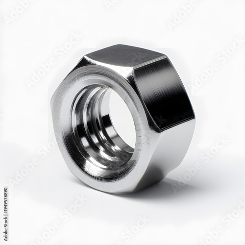 Metal nuts and bolts on a white background industrial hardware and tools