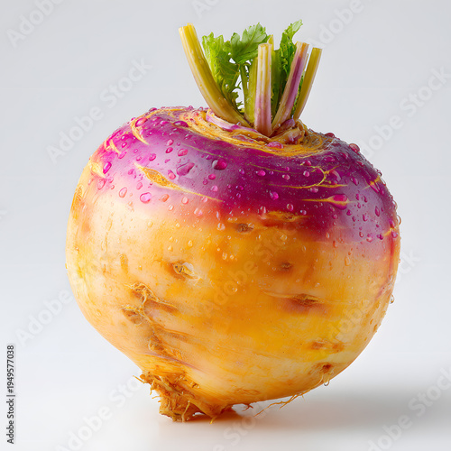 Red apple with a yellow ribbon isolated on a white background fresh ripe juicy fruit looking healthy and organic