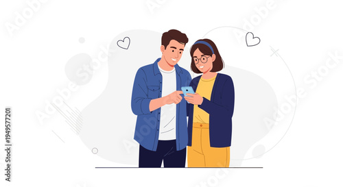 Couple Looking at Phone Together, Sharing a Moment of Connection and Joy