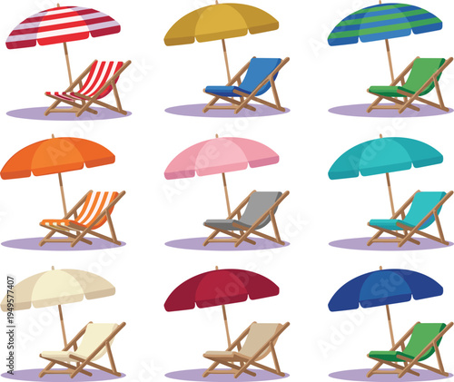 Set of Agricultural Farming Tractors and Harvester Machines in Flat Vector Illustration Style, Rural Cultivation and Field Harvesting Equipment Collection