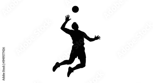 Man Playing Volleyball in Air Silhouette.