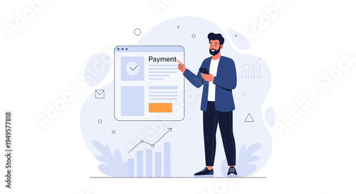 Man Using Smartphone Interacting with Digital Payment Interface on Screen