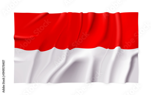 Realistic Indonesia country flag isolated on a transparent background. Silk atlas detailed fabric flag. Vector PNG
