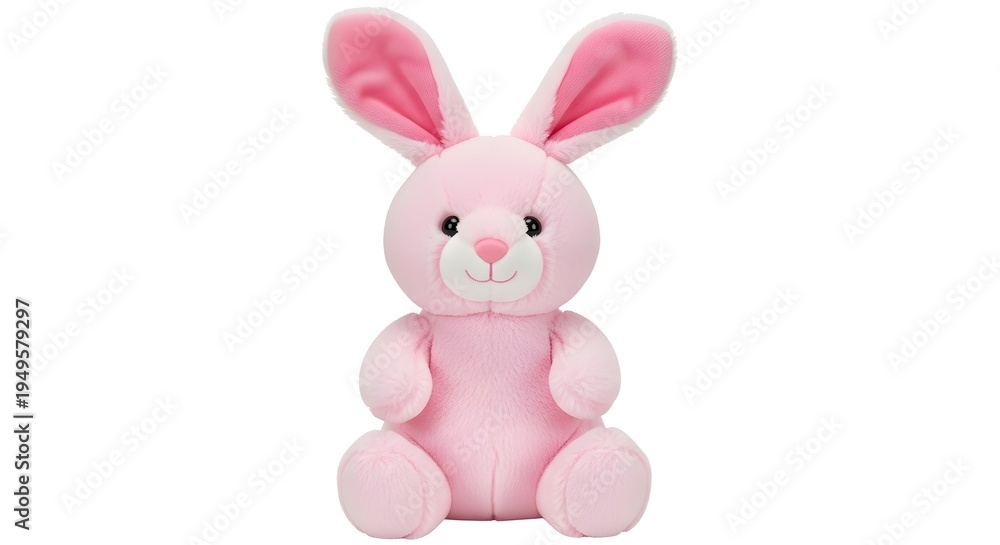 Obraz premium Pink Plush Bunny Toy with White Face and Black Eyes Sitting Upright stuffed animal