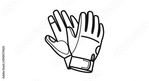 A simple black and white sketch of a pair of sports gloves