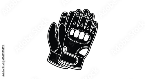 A black and white illustration of a boxing glove isolated on white