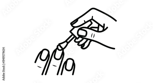 A hand holding a lit match above several matchsticks in a sketch