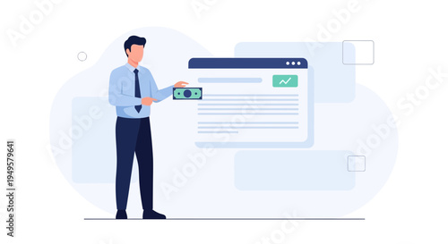 Businessman presenting financial growth with money and digital analytics chart