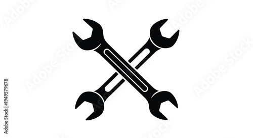 Two crossed wrenches depicted in a simple black and white graphic