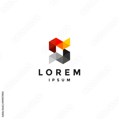 Fragmentation of the Letter S Colorful Gradation Scheme Logo Design. Constructed Letter S Geometric Triangles Logo Design.