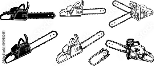 Chainsaw, Chainsaw silhouette, Chain saw icon, Chain saw vector set, Chainsaw illustration, Chainsaw clipart set
