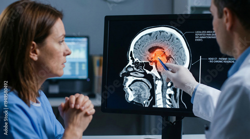 Doctor explaining patient brain ct scan diagnosis