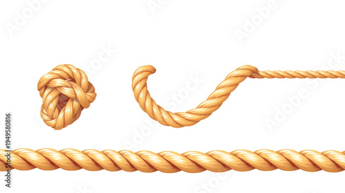 trivial knot or unknot rope icon set