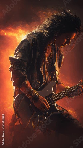 Wallpaper Mural Rock Guitarist Ignites Stage in Fiery Performance Torontodigital.ca
