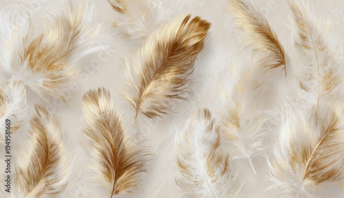 Delicate Feathers - Soft Textures and Subtle Earth Tones on Cream Background.