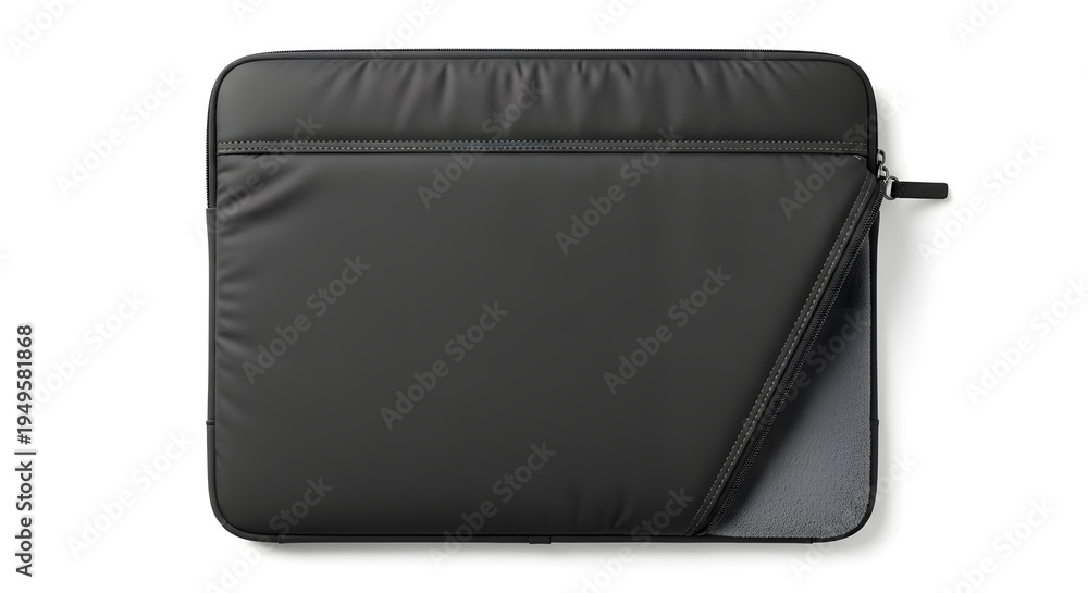 Fototapeta premium Sleek and minimalist black laptop sleeve, offering durable protection for electronic devices. A modern accessory for portable computing, ideal for travel and daily use
