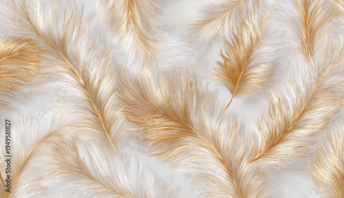 Soft Beige and White Feather Pattern - Delicate Texture, Ethereal Background, Gentle Movement.