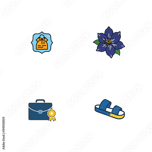 Vibrant Floral and Travel Icons Set for Business and Design Projects