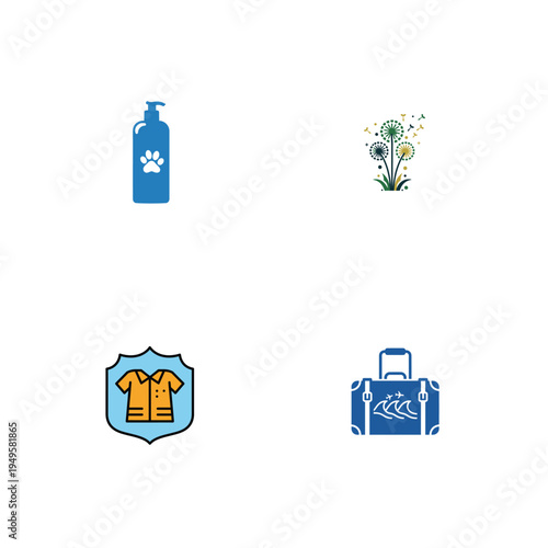 Vector Icons for Health Travel and Technology Concepts with Clean Design Elements