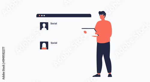 Man using laptop for social media browsing and online communication