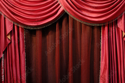 Red Curtain Stage curtains Vintage Italian burgundy drapes