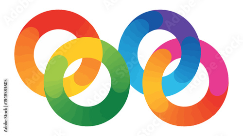 The olympic rings interlock in a vibrant display of color representing unity and international competition through sport high quality professional detailed modern elegant stylish clean crisp