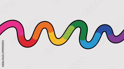 A brightly colored flowing ribbon like shape stretches across a pale gray background showcasing a spectrum of rainbow hues high quality professional detailed modern elegant stylish