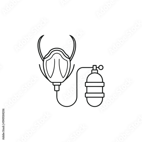 Person wearing a gas mask with an oxygen tank