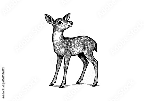 Fawn Hand Drawn Illustration Vector by AZ for Books, Arts, Design and Decoration Graphic Asset