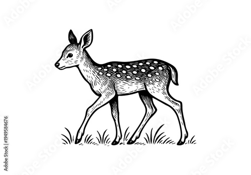 Fawn Hand Drawn Illustration Vector by AZ for Books, Arts, Design and Decoration Graphic Asset