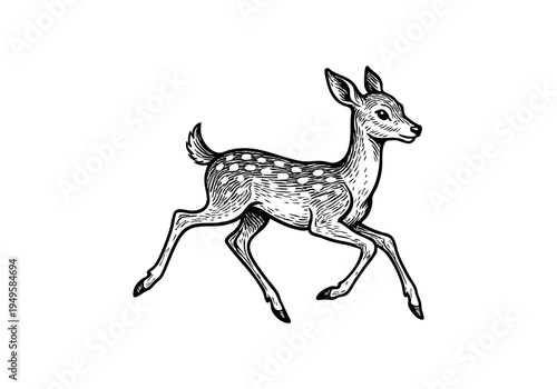 Fawn Hand Drawn Illustration Vector by AZ for Books, Arts, Design and Decoration Graphic Asset