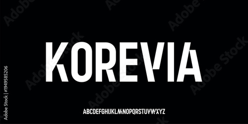 Vector illustration of a modern condensed sans-serif style alphabet letter display with clean, bold, and elegant characters.