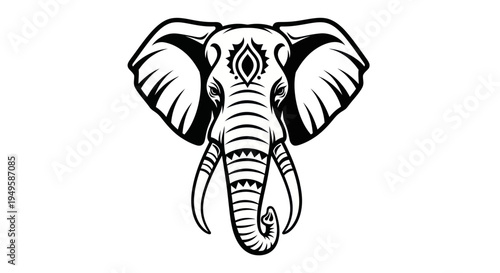 Elephant head illustration on white