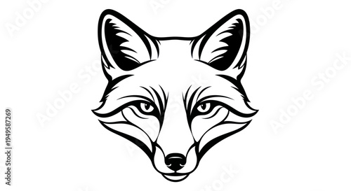 Fox head illustration black and white vector
