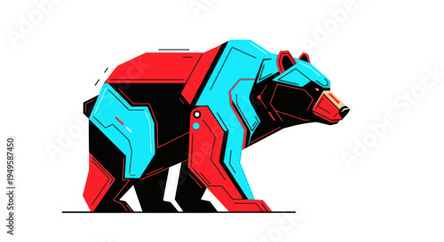 Geometric bear illustration on white background