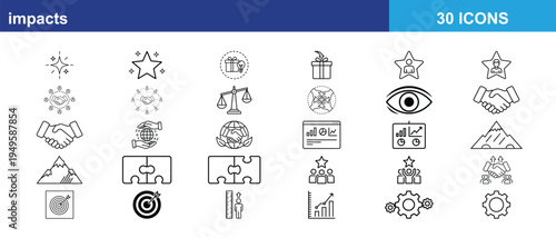 A comprehensive collection of business and professional development icons in a clean line style Vector icon