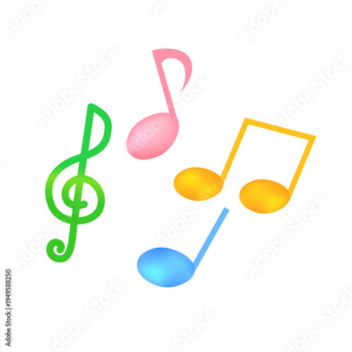カラフルなかわいい音符
