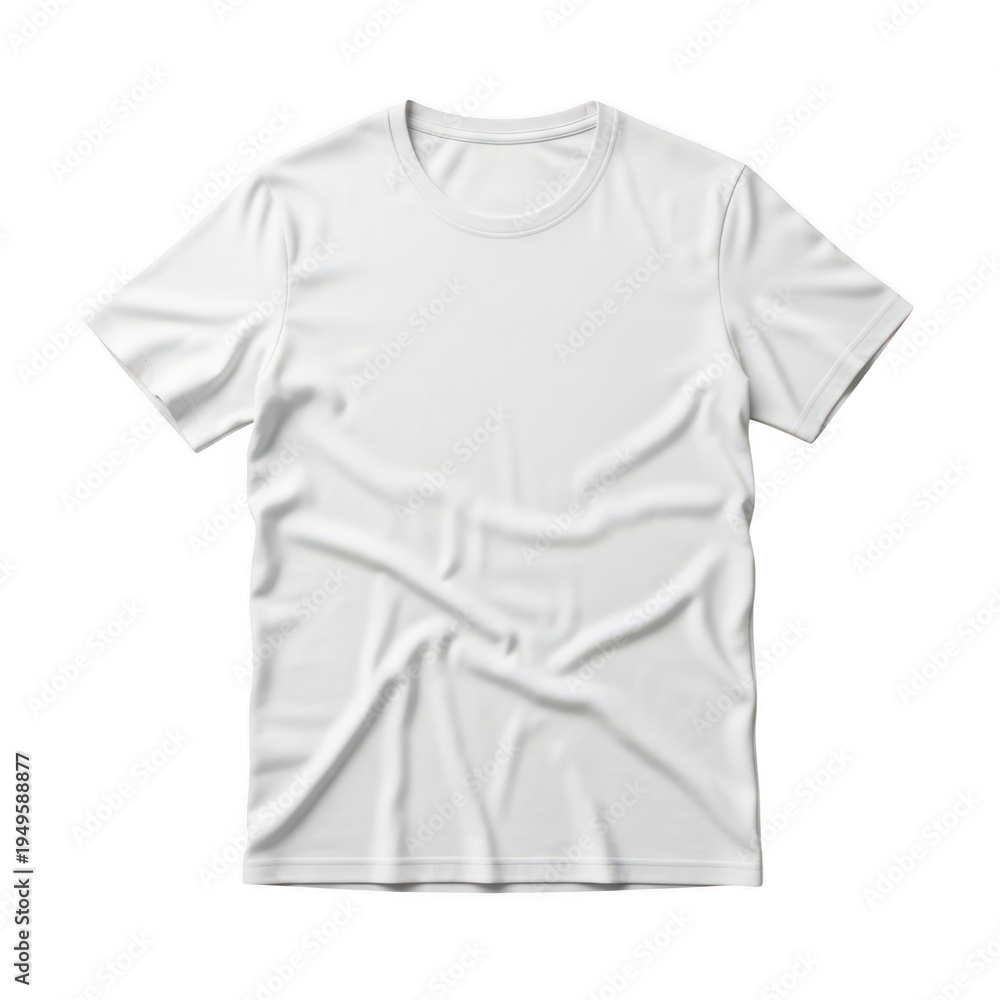 Fototapeta premium A white t-shirt with short sleeves isolated on transparent background. Png