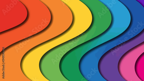A vibrant abstract background features overlapping curved layers of rainbow colors creating a dynamic and visually appealing pattern high quality professional detailed modern elegant stylish clean
