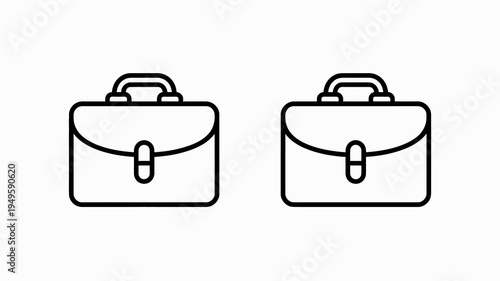 A minimalist illustration depicts two identical black and white briefcase icons side by side showcasing a simple professional design element high quality detailed modern elegant stylish