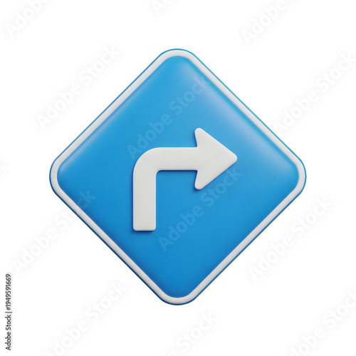 Free Download Three dimensional blue right turn arrow sign instruction or directional icon on transparent background. on transparent background - GFXLoad