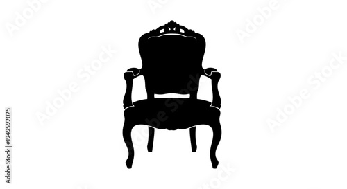 Elegant antique armchair silhouette on a clean white background