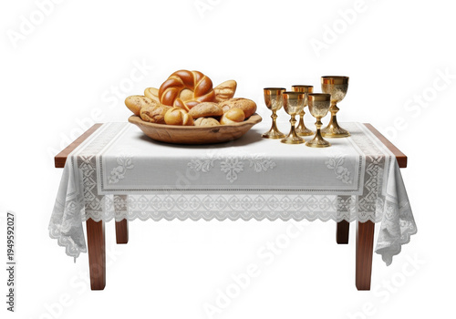 Elegant table setting with food and decorative items for a festive gathering