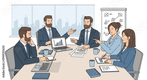 Business Professionals Meeting Around Conference Table.