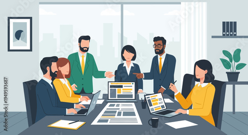 Business Professionals Discussing in a Meeting Room.