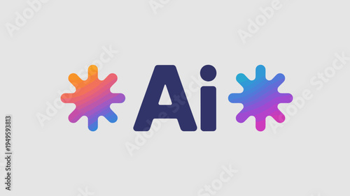 A vibrant graphic showcases the letters ai flanked by colorful starburst like shapes representing artificial intelligence high quality professional detailed modern elegant stylish clean crisp digital