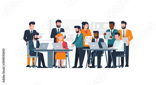 Diverse Group of Business Professionals Working Together.