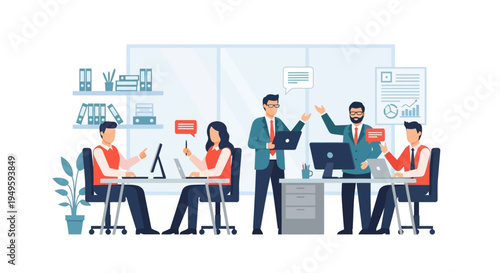 Team of Professionals Working Together Office.