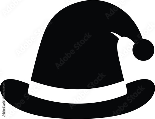 Santa Claus hat with white trim and pom pom on transparent background for Christmas